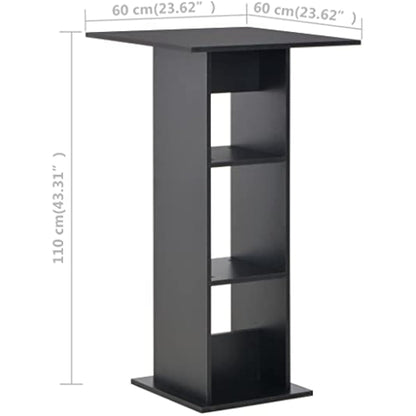 vidaXL Bar Table with Shelf Classic Modern Design Bistro Pub Bar Kitchen Coffee Dining Tall Breakfast Side End Stand Furniture Black
