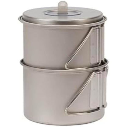 Snow Peak Titanium Mini Solo Combo Cookset, Japanese Titanium, Ultralight and Compact for Camping and Backpacking,Silver,Pot: 10.8 x 13cm, Cup: 10.9 x 7.1cm | Stowed: 11 x 13cm