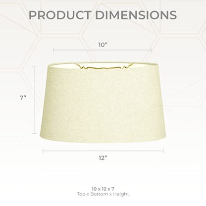Royal Designs Shallow Oval Hardback Lamp Shade, Linen Eggshell, 10 x 12 x 7