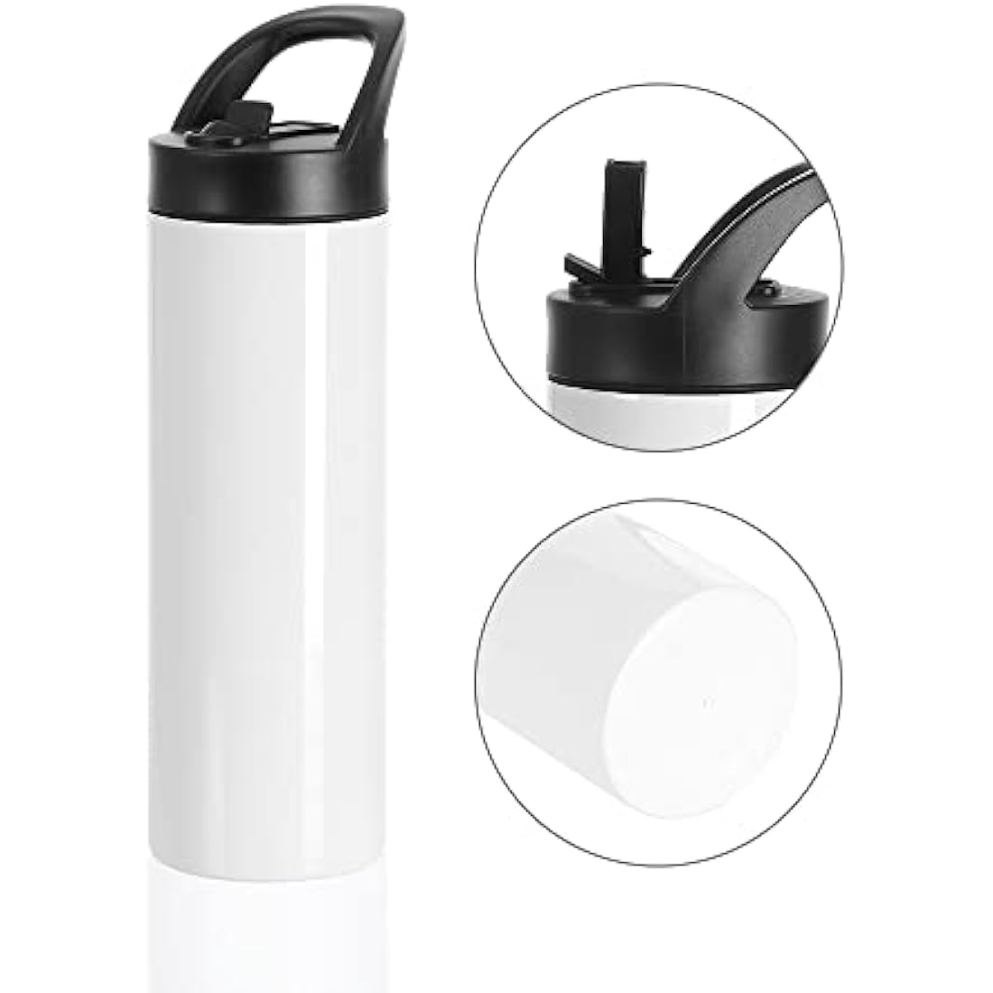 PYD Life Sublimation Tumblers Blanks Cups Water Bottle White 20 OZ Skinny Straight Sports Bottles Mugs with Portable Sippy Up Lid with Straw,for Tumbler Heat Press 4 Pack