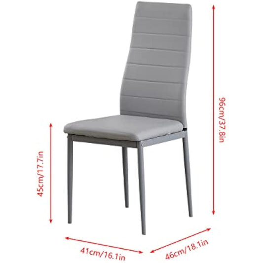 Redd Royal Set of 2 Dining Room Chair Kitchen Chairs Only Faux Leather Metal Legs Comfy Upholstered Padded Seat Modern Home Office Chairs for Party Restaurant Dinette (2 grey pu leather)