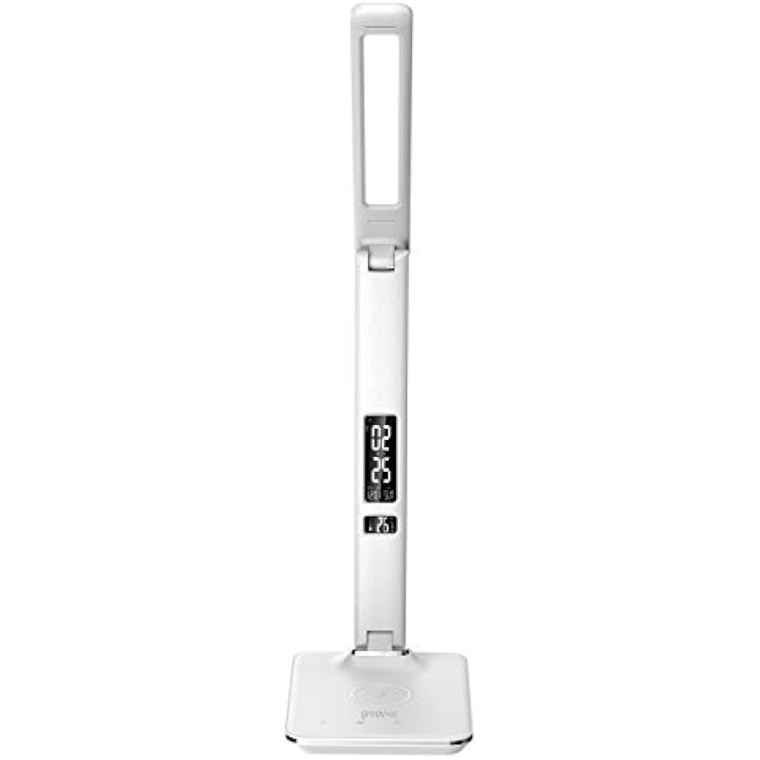 groov e Ares LED Lamp - Touch Control Desk Light with Fold Design - 3 Lighting Modes, Built-in Wireless Charger, Alarm Clock, & Digital Display with Time & Calender - Mains Operated - White