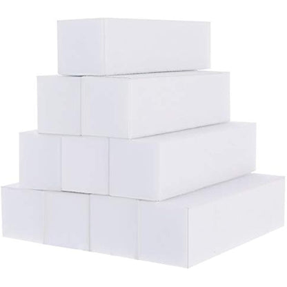 Metagio 10 Pcs Professional Salon Nail Buffer Sanding Block - White, Finger Manicure Pedicure Tools for Home and Salon Use (95*25*25MM)