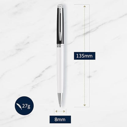 Waterman Hémisphère Ballpoint Pen | Black & White Lacquer with Palladium Coated Trim | Medium Point | Blue Ink | Gift Box