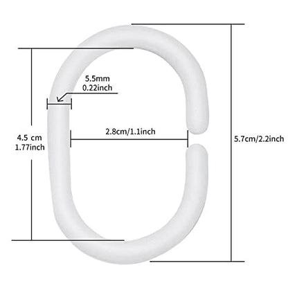 Plastic Shower Curtain Rings Hooks for Bathroom Shower Window Rod 24 Pack White