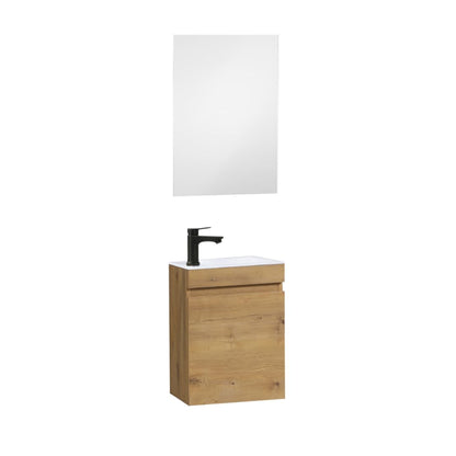 Kometmöbel Cloakroom Vanity Unit With Wash Basin Bathroom Vanity 40cm Wall Hung Oak 40cm, With Mirror