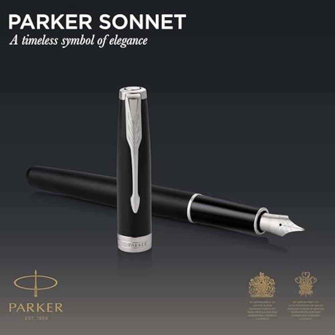 Parker Sonnet Fountain Pen | Matte Black Lacquer with Palladium Trim | Medium Nib | Gift Box