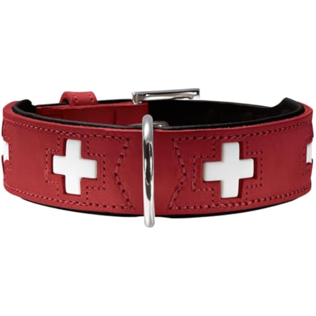 HUNTER Collar Swiss 75 Organic Leather,61,0-68,5 cm, Red/Black