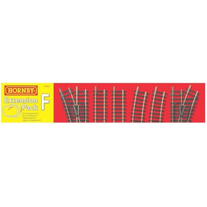 Hornby R8226 OO Gauge Track Extension Pack F - Extra Track Pieces for Model Railway Sets, Model Train Track Pieces, Includes - Straights, Curves, LH Point, RH Point & Buffer Stop - Scale 1:76