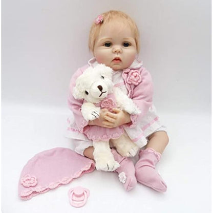 ZIYIUI Reborn Dolls 22 Inches 55 cm That Looks Real Reborn Baby Doll Lifelike Silicone Vinyl Newborn Soft Doll Blue eyes Toddlers Toys for age 3+