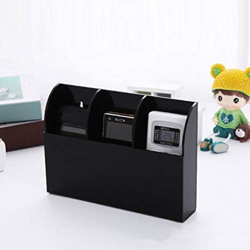 jojofuny 3 Slot Remote Control Holder Wall Mounted, Black Acrylic TV Organiser, Self Adhesive Media Storage for Controller Phone Pen