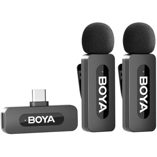 BOYA BY-V20 Wireless Lavalier Microphone, Mini Lapel Mic with Noise Cancelling Compatibale with Android/Type-C, iPhone 15/16, Laptop for Youtube Speaking Podcast Facebook Vlogging Video Recording