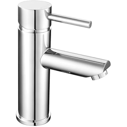 Nuie FJ318 Series Two ǀ Modern Bathroom Round Mono Basin Mixer Tap with Push Button Waste, 52 x 150 x 131mm, Chrome