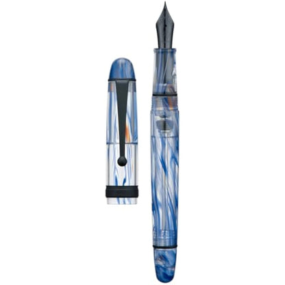 Asvine V126 Vacuum Filling Fountain Pen Matte Black Fine Point, Blue Swirl Acrylic Pen Gift Case