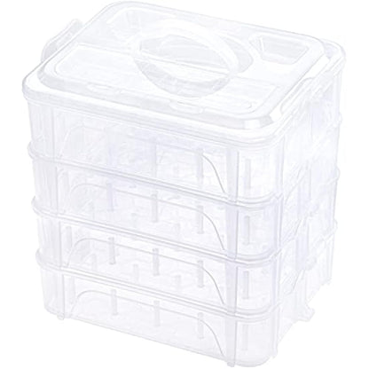 New brothread 4 Layers Stackable Clear Storage Box/Organizer for Holding 80 Spools Home Embroidery & Sewing Thread (Spool Size Requirement: Height≤5.6cm; Width≤4.3cm)
