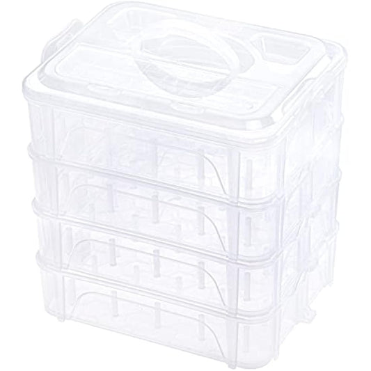 New brothread 4 Layers Stackable Clear Storage Box/Organizer for Holding 80 Spools Home Embroidery & Sewing Thread (Spool Size Requirement: Height≤5.6cm; Width≤4.3cm)