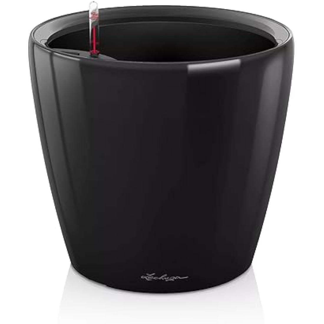 Lechuza Self Watering Plant Pot CLASSICO 43 LS Garden Flower Indoor and Outdoor Plastic Planter with Drainage Hole D43 H40 cm Black High-Gloss