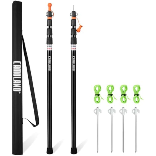 CAMULAND Heavy Duty Tent Poles Set of 2, 34.5” - 110.2” Aluminum Tent Poles for Adjustable, Portable Replacement Telescoping Tent Poles for Camping, Hammock and Awning-4 Section