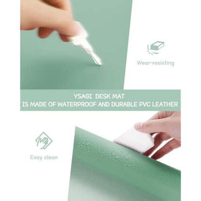YSAGi Non-Slip Desk Pad, Waterproof PVC Leather Desk Table Protector, Ultra Thin Large Mouse Pad, Easy Clean Laptop Desk Writing Mat for Office Work/Home/Decor (80 x 40 cm, Light Green)