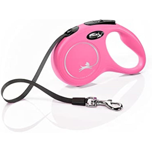 flexi New Classic Retractable Lead Tape, Small, 5 m, Pink