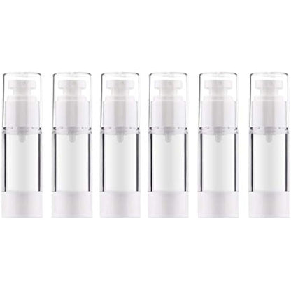 Alledomain 6Pcs Airless Pump Bottle | Refillable Empty Clear Travel Lotion Pump Containers/Vacuum Press Pump Bottles for Foundation, Essence, Lotion (30ml)