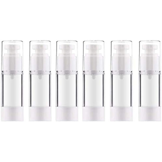 Alledomain 6Pcs Airless Pump Bottle | Refillable Empty Clear Travel Lotion Pump Containers/Vacuum Press Pump Bottles for Foundation, Essence, Lotion (30ml)