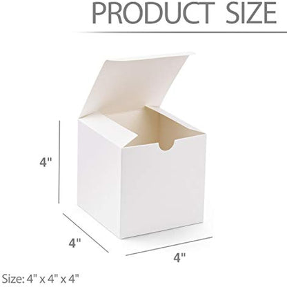 Switory Gift Boxes 50Pc 10x10x10cm, Kraft Paper Present Boxes with Lids for Crafting, Cupcake, Cardboard Bridesmaid Proposal Boxes,White Wedding Favor, Gift Ornaments, Easy Assemble Boxes