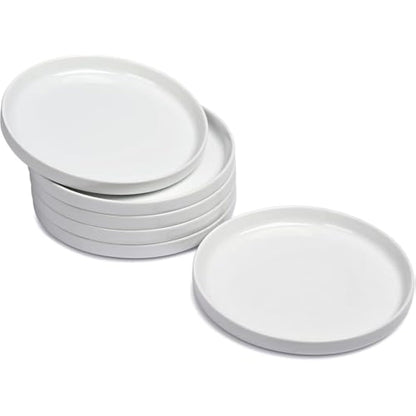 WishDeco Side Plates Set of 6, White Dessert Plates 18cm / 7 inch, Small Dinner Plate, Ceramic Serving Dishes for Cake, Salad, Tapas, Starter, Stackable
