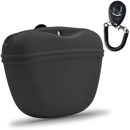 AUDWUD Silicone Dog Treat Pouch,Clip on Portable Training Container,Convenient Magnetic Buckle Closing and Waist Clip,No BPA