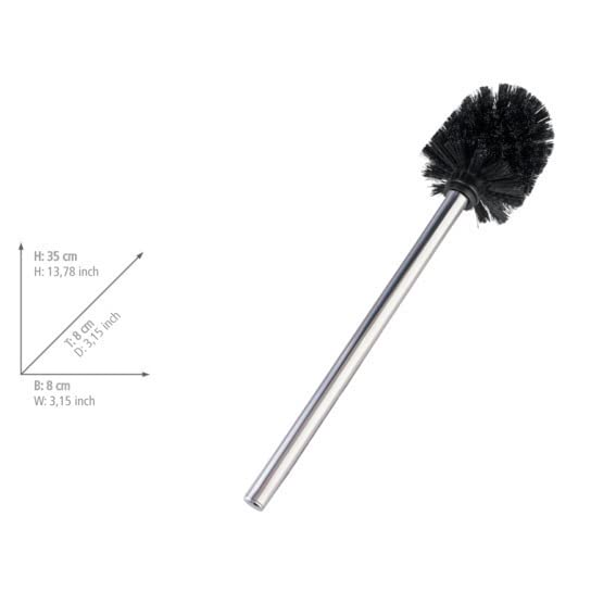 WENKO 19946100 Spare brush with stainless steel handle Black for WC brush sets, Metal Stainless steel, 8 x 35 x 8 cm, Shiny