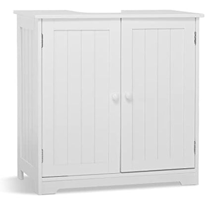 Mondeer Under Sink Cabinet,Bathroom Floor Cabinet with 2 Doors and 2 Shelves Wooden Space Saving Free Standing 60 x 30 x 60 cm White