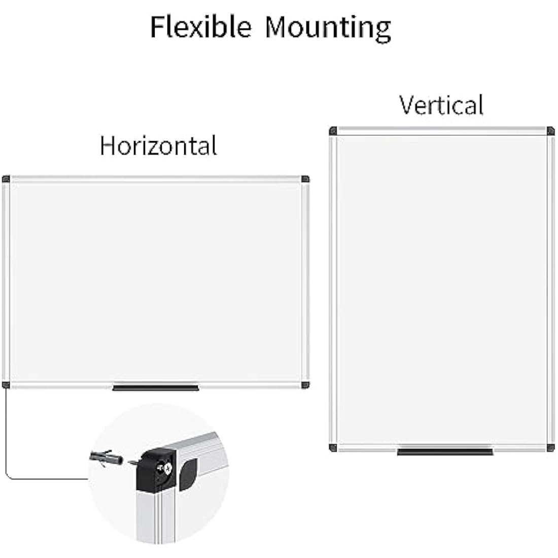 VIZ-PRO Magnetic Whiteboard Silver Aluminium Frame, W90xH60CM
