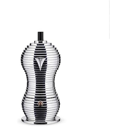 Alessi MDL02/3 B Pulcina Espresso coffee maker in cast aluminium. Handle and knob in PA, black, 3 Cups