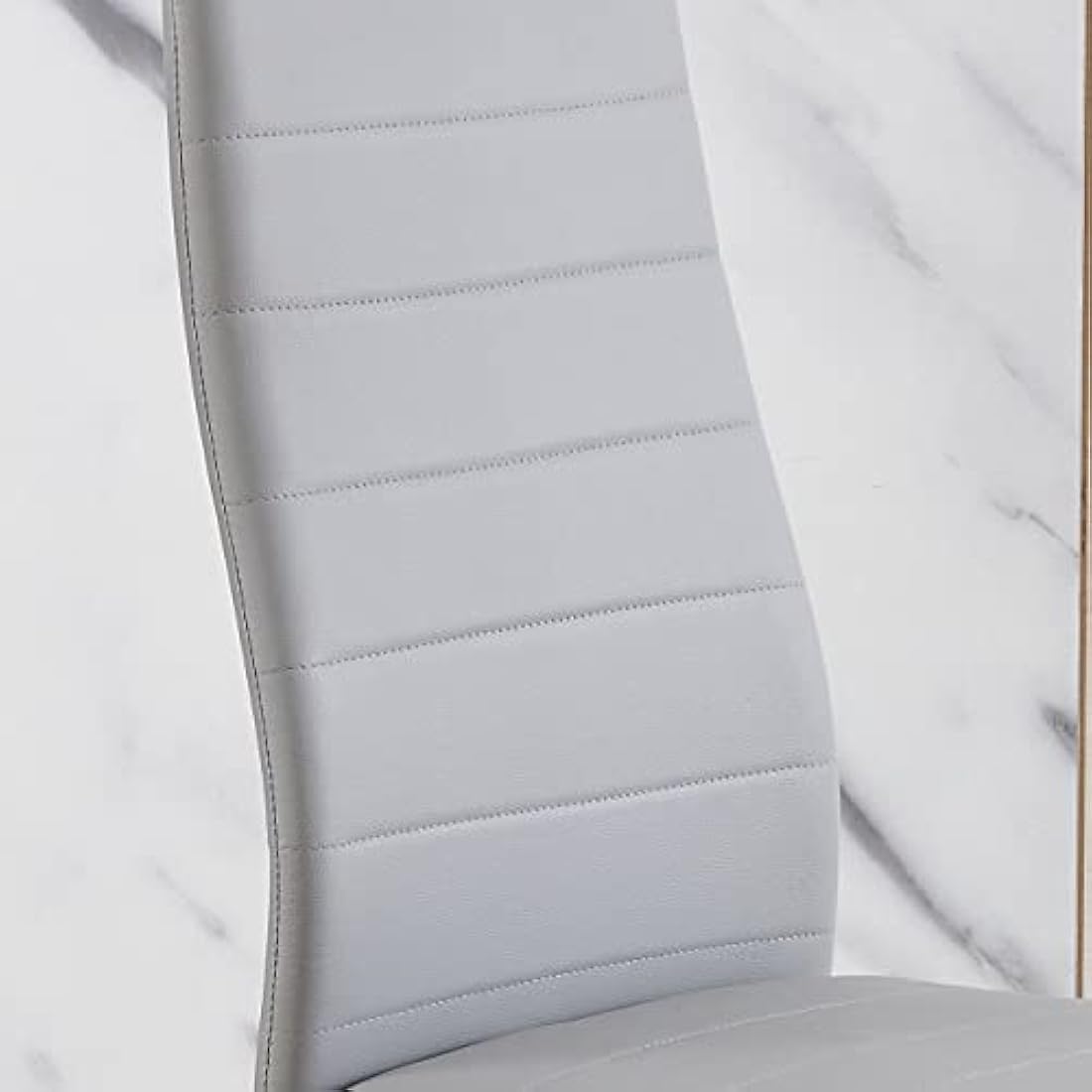 Redd Royal Set of 2 Dining Room Chair Kitchen Chairs Only Faux Leather Metal Legs Comfy Upholstered Padded Seat Modern Home Office Chairs for Party Restaurant Dinette (2 grey pu leather)