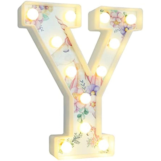 Vimlits Unicorn Light Up Letters, LED Letter Lights Warm White Alphabet Sign Unicorn Gifts for Girls Birthday Unicorn Party Decorations Bedroom Night Light Christmas Valentine Wall Table Decor - Y