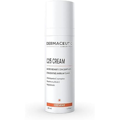 Dermaceutic C25 Cream - Antioxidant Day Cream with Vitamin C, Vitamin E, Vitamin B5, Vitamin E and Polyphenols - Protective face moisturizer for improved complexion and radiant skin - 30ml