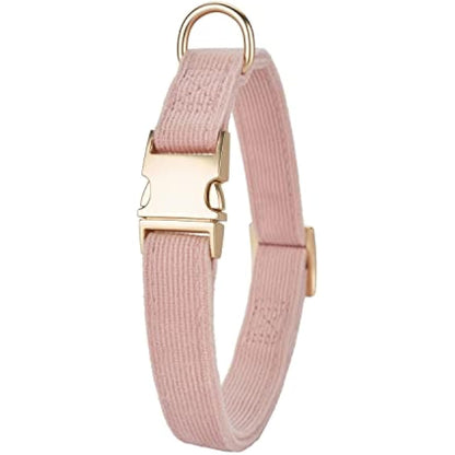 YUDOTE Ultra-soft Dog Collar Natural Cotton Corduroy Made for Large Dogs with Sensitive Skin,Dusty Pink