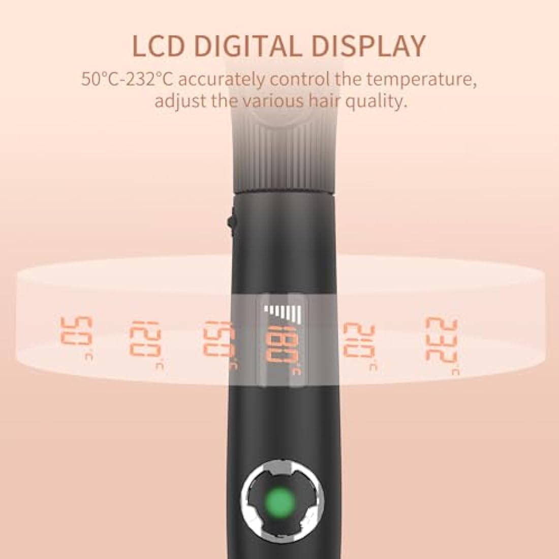K&K Hair Curling Wand, 25mm Ceramic Titanium Barrel, Digital Display, 50-230°C, 60 Min Auto Shut Off (25mm)