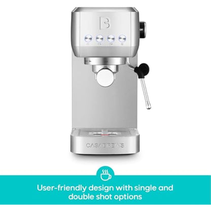 CASABREWS 3700 Essential Espresso Machine 20 Bar, Stainless Steel Cappuccino & Latte Machine with Steam Frother for Home, 1.3L Water Tank, Silver
