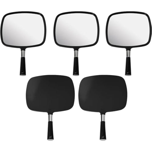 MIRRORVANA Large & Comfy Hand Held Mirror with Handle (Black (5-Pack))