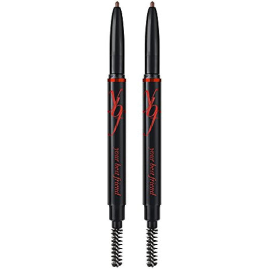 ybf Beauty Universal Automatic Eyebrow Pencil Duo - For All Natural Hair Colors & Skin Tones - Dual-Ended Brow Pencil With Spoolie Brush - Paraben-Free and Cruelty-Free - Taupe - 2 x 0.005 Oz