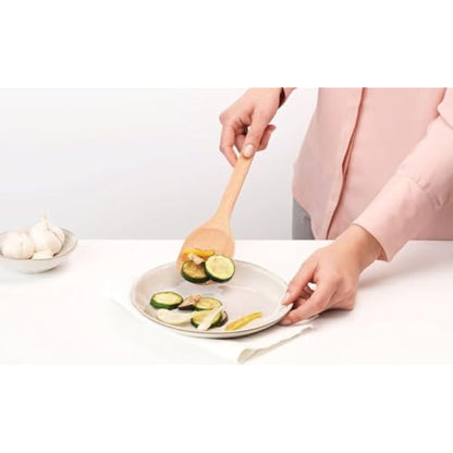 Brabantia 3 Piece Wooden Kitchen Utensil Set (Beech Wood) Spoon, Spatula & Corner Spoon - Sustainable Cookware