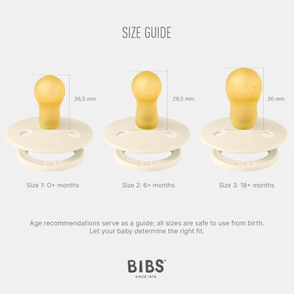 BIBS Colour Soother 2-Pack, BPA Free Dummy Pacifier, Round Nipple. Natural Rubber Latex, Size 2 (6-18 Months), Coral/Ruby