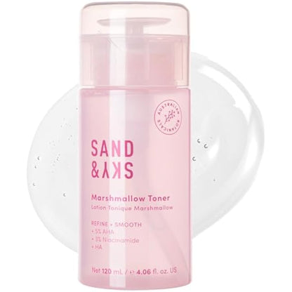 Sand & Sky Australian Essentials Brightening Toner with Niacinamide & Glycolic Acid - Marshmallow Extract Essence, Exfoliates & Strengthens Skin, 4.2 fl oz