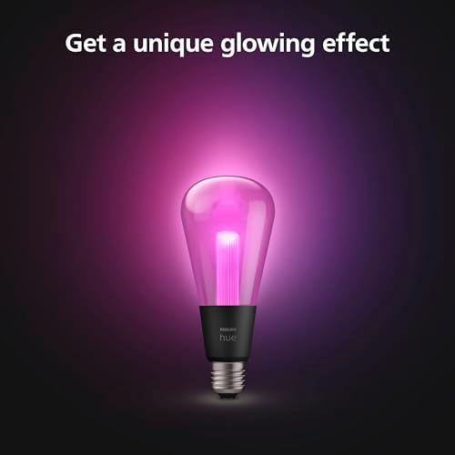 Philips Hue Lightguide ST70 Edison Smart Bulb, White and Color Light, Bluetooth Compatible, Voice Control with Alexa, Apple Home & Google Assistant
