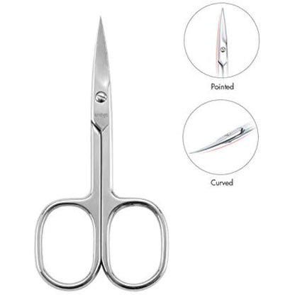 LIVINGO Premium Manicure Scissors Multi-Purpose Stainless Steel Cuticle Pedicure Beauty Grooming Kit for Nail, Toenail, Eyebrow, Eyelash, Dry Skin Curved Blade 9cm