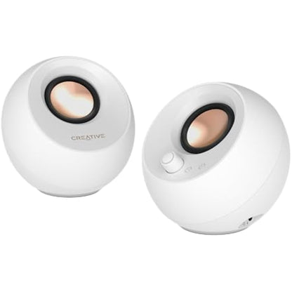 CREATIVE Pebble Pro Minimalist 2.0 USB-C Computer Speakers with Bluetooth 5.3 and Customizable RGB Lighting, Clear Dialog and BassFlex Tech, USB Audio, Headset Port, for PC and Mac