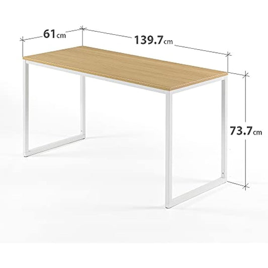 Zinus Jennifer 140x61x74 cm - Metal and wood modern study desk - Home office computer table - Natural Brown and White