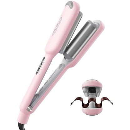 TYMO ROVY Hair Waver Crimper - Hair Curler, Deep Waver Curling Iron, Ionic Curling Wand with Ceramic Tourmaline Barrel for Women, Anti-Scald, Quick & Easy, Dual Voltage, Pink 25mm