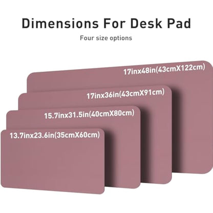 Leather Desk Pad Protector, Mouse Pad, Office Mat, Non-Slip PU Leather Blotter, Laptop Desk Pad, Waterproof Writing Pad for Office and Home (91cm x 43cm, Dark Pink)